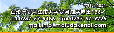 松田建築美装・不動産部 〒991-0041 山形県寒河江市大字寒河江字赤田138-1 tel.0237-87-9136 fax.0237-87-9225 mail.info@matudakenbi.com